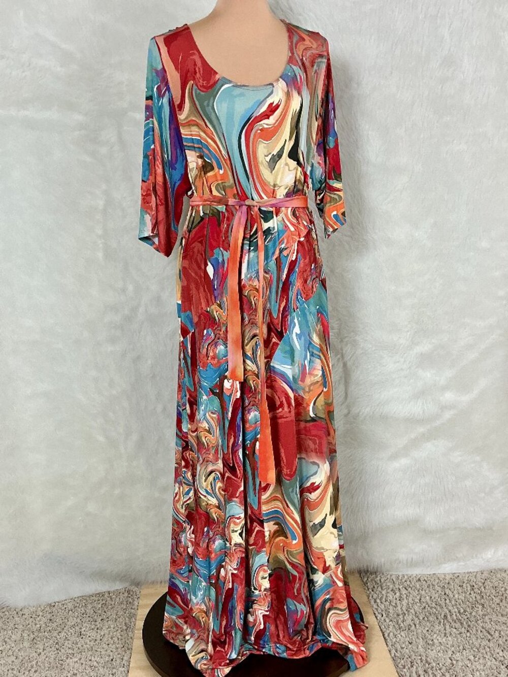 Soft Surroundings Brigitte Dress Marble Print Tandori Spice NWT 2X Flaw